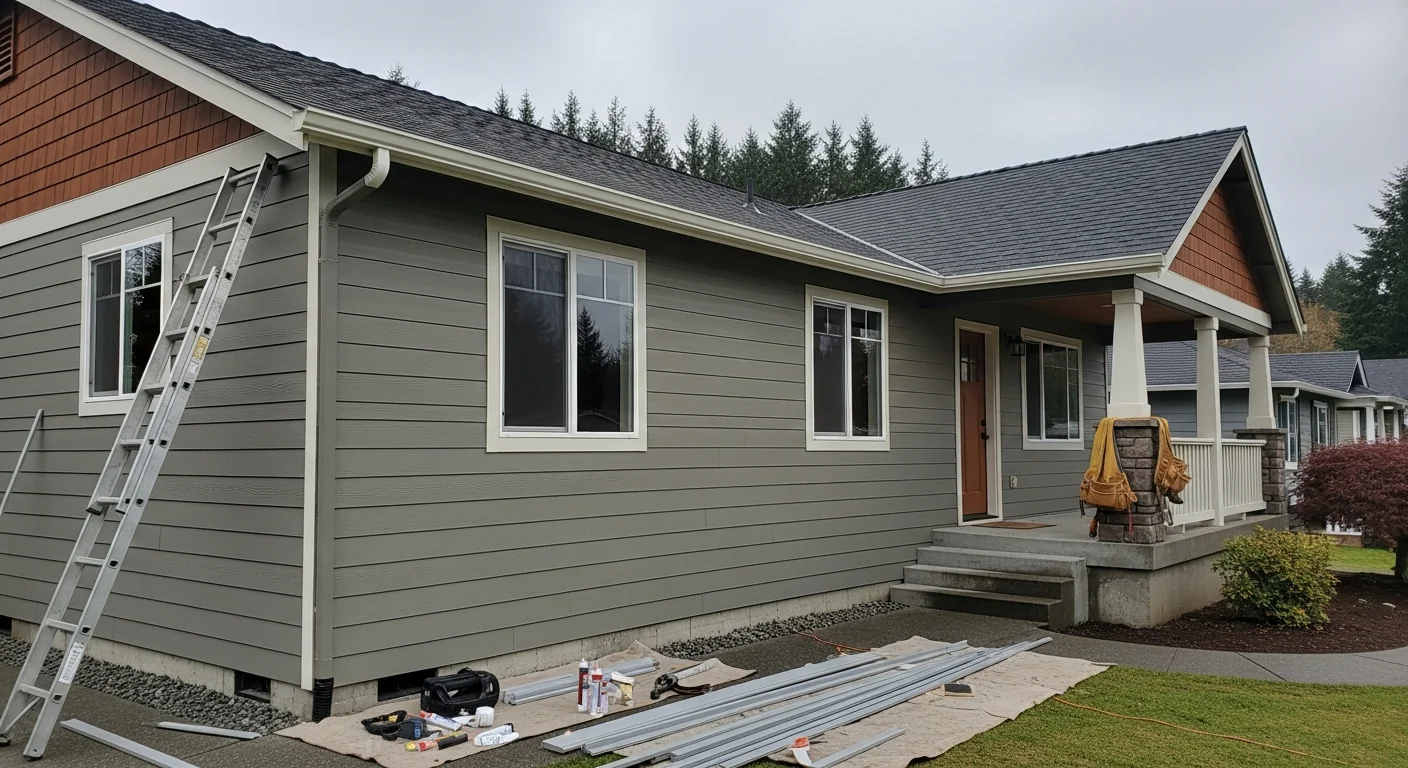 New siding installation on residential home